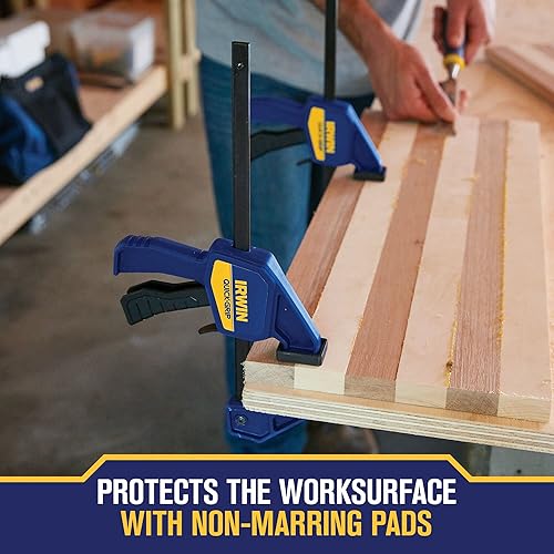 Miniatura 4 de IRWIN Abrazadera de barra QUICK-GRIP con una mano Mini paquete de 6 1964749 color azul