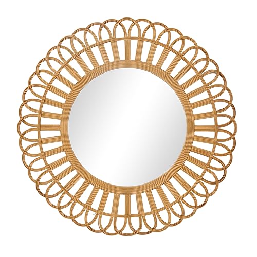 Deco 79 Rattan Starburst Handmade Room Wall Mirror Entryway Mirror,