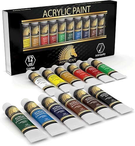 Miniatura 1 de Juego de pintura acrílica Pinturas artísticas de calidad para pintar lona madera arcilla tela uñas cerámica y artesanías 12 colores vibrantes de