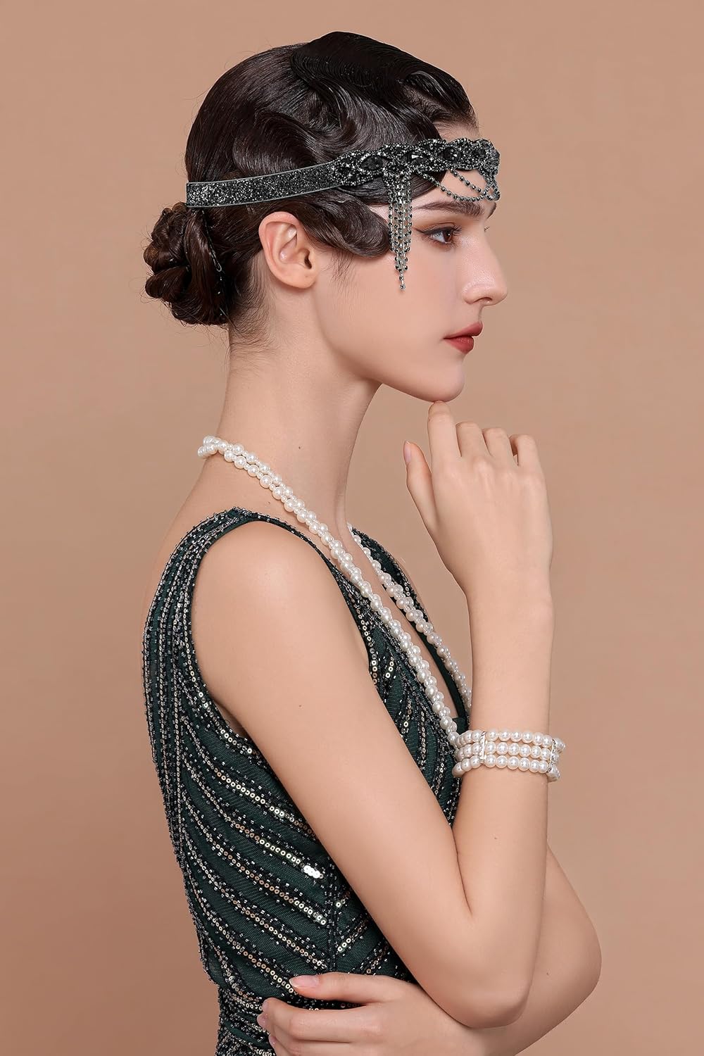 BABEYOND 1920s Flapper Headpiece Roaring 20s Headband Great Gatsby Headband Chain for Women Vintage Hair Accessory - Image 4