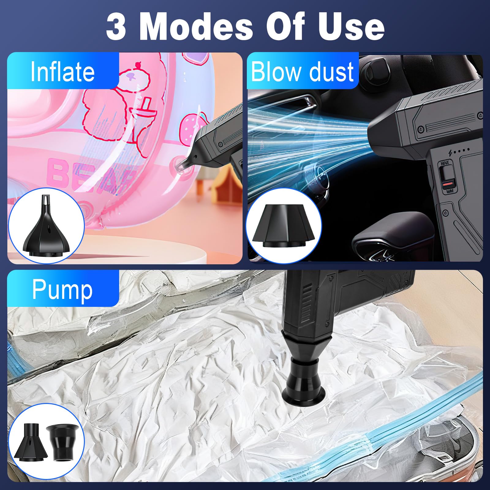 Bombe Air Sec Souffleur Air Comprimé Électrique 130000 Tr/min - Rechargeable USB-C - Nettoyage PC Clavier Bombe Air Sec électrique
