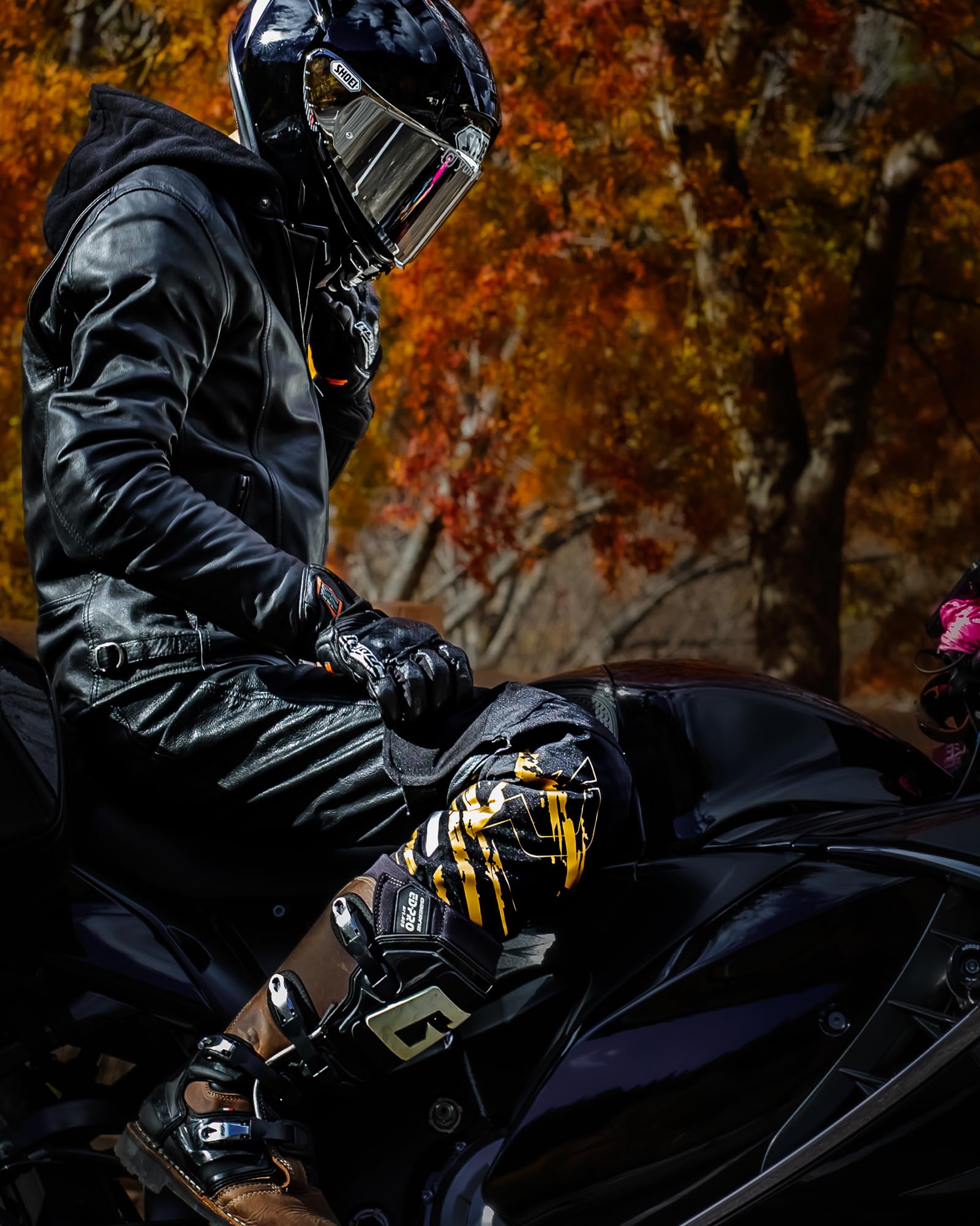 IRON JIA’S Genouillères Moto Hommes Hiver, Equipement de Protection CE2 Amovible, Chaud Imperméable et Coupe-Vent