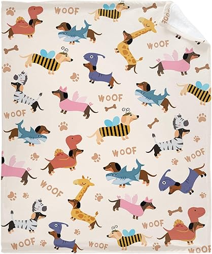 Miniatura 2 de Manta de perro salchicha para regalar a perros, manta de forro polar súper suave, acogedora manta de franela con aire acondicionado, regalos de