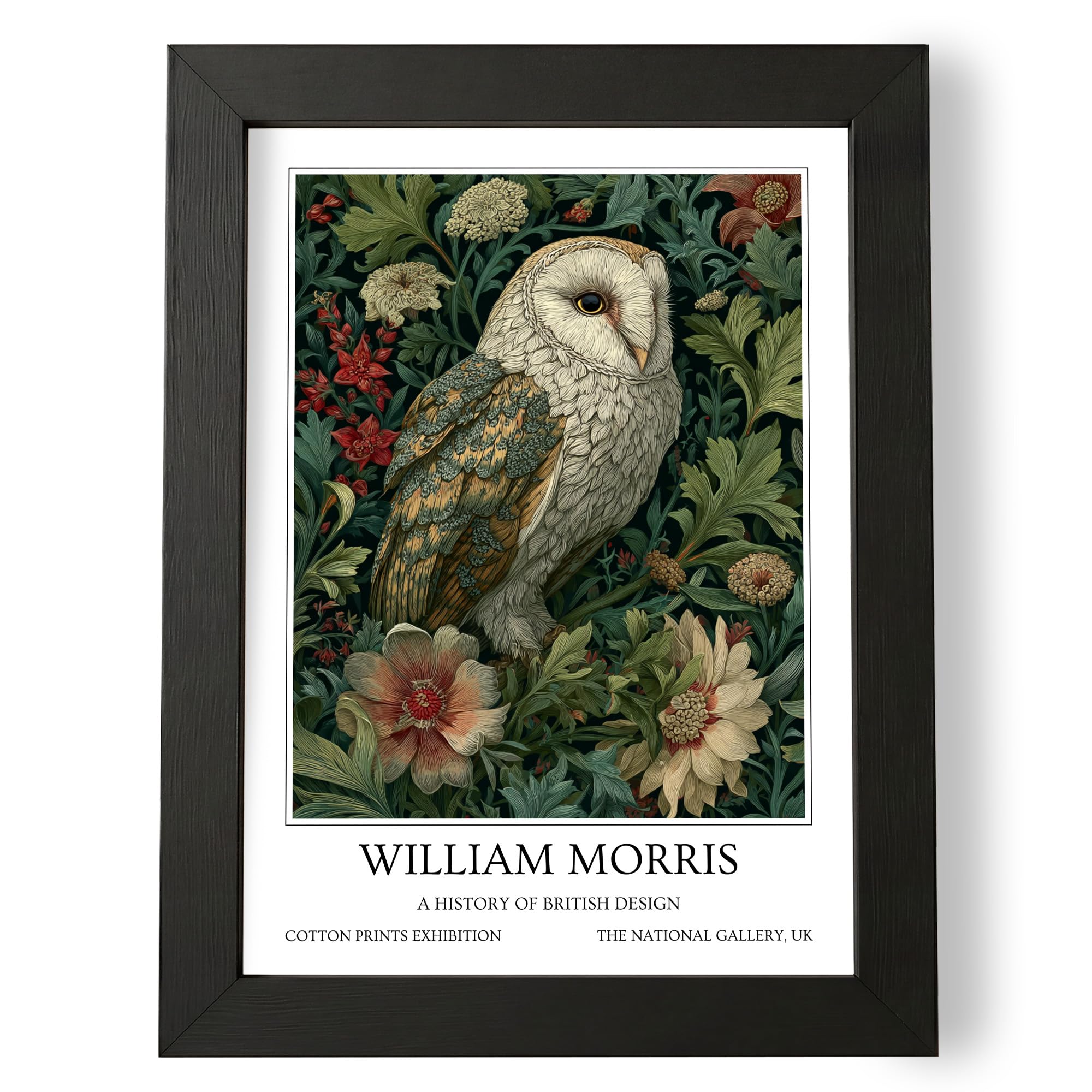 Fans Favourites William Morris - Vintage Art Noevua British Prints, Botanical Wall Art, A History of British Design Collection (Owl, A4, Framed) — image 1
