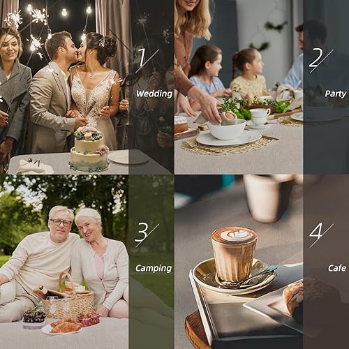 Miniatura 7 de SEASHORE TREE Mantel rectangular con textura de lino de 55 x 71 pulgadas, impermeable, a prueba de derrames, lavable, sin arrugas, para bufé,