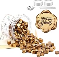 Vista 7 de Yoption - Cuentas de cera de sellado Darkishblue, 210 cuentas octágonas con velas y cuchara de fusión para tarjetas de felicitación de boda, regalo