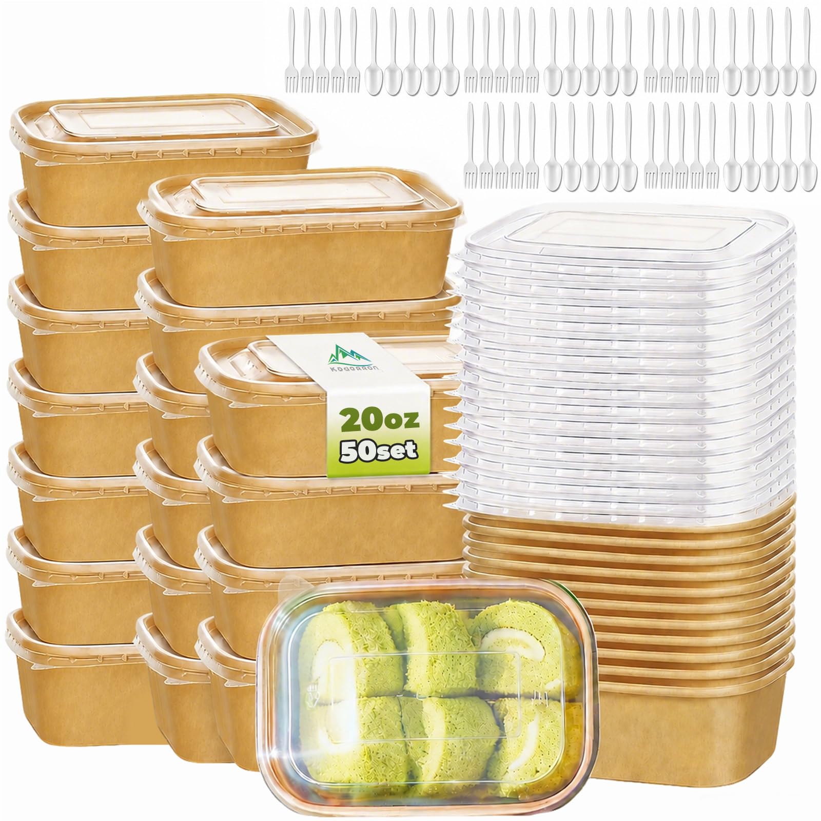 Large Paper Bowls with Lids - 50 Pack -10 Large Paper Bowls with Lids - 50 Pack -10