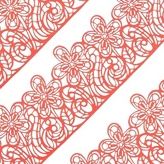 Juego de 10 cintas comestibles con efecto de encaje para tartas, listas para usar, color rojo, 14 pulgadas
