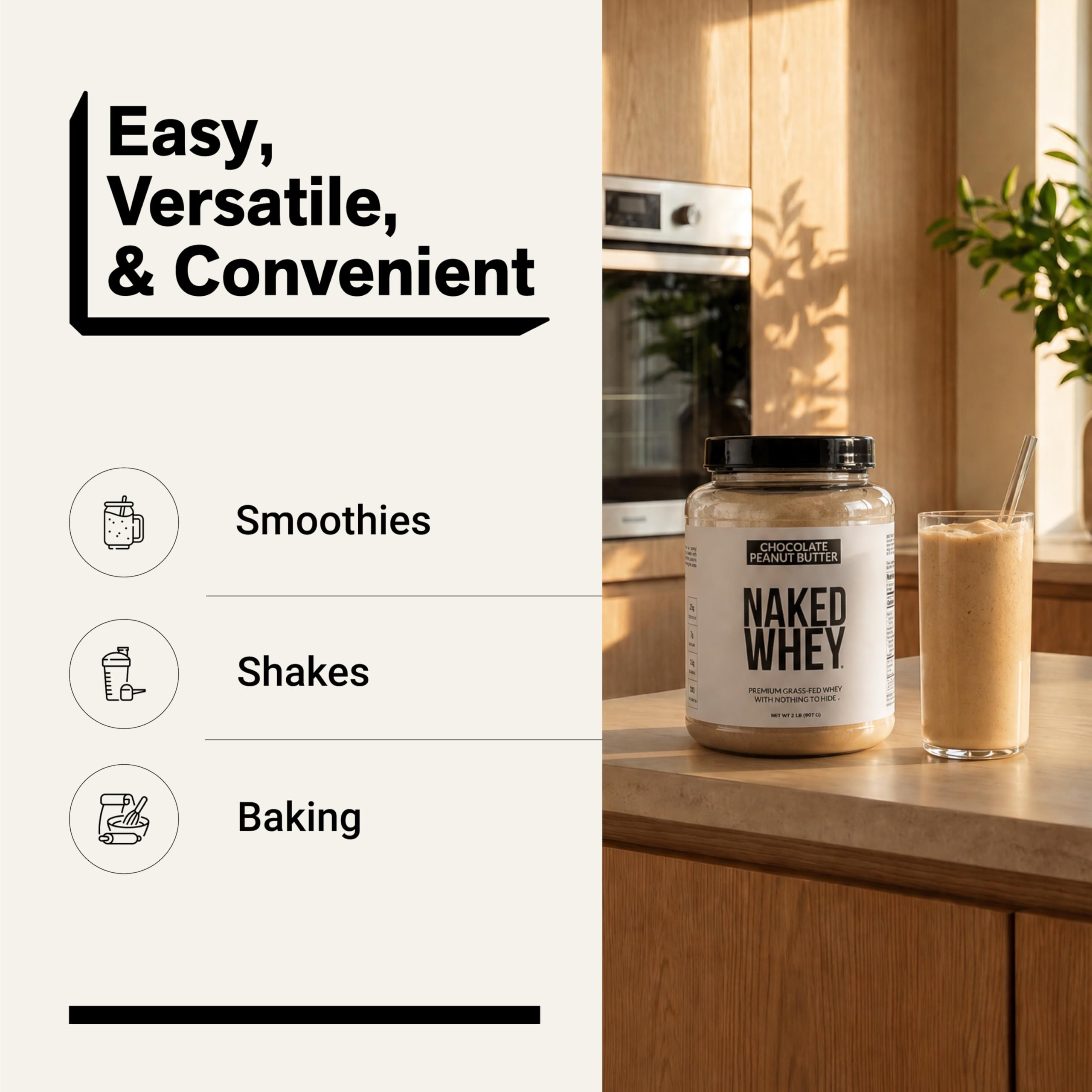 NAKED Whey Chocolate Peanut Butter Protein Powder, Grass Fed Whey, No GMO, No Soy, and Gluten Free. Nothing Artificial, Aid Growth and Recovery - 21 Servings — Amazon image 7