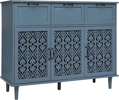 Miniatura 4 de LUMISOL Aparador de buffet, armario de almacenamiento con 2 puertas, mesa consola de madera con patas de metal para sala de estar, comedor,