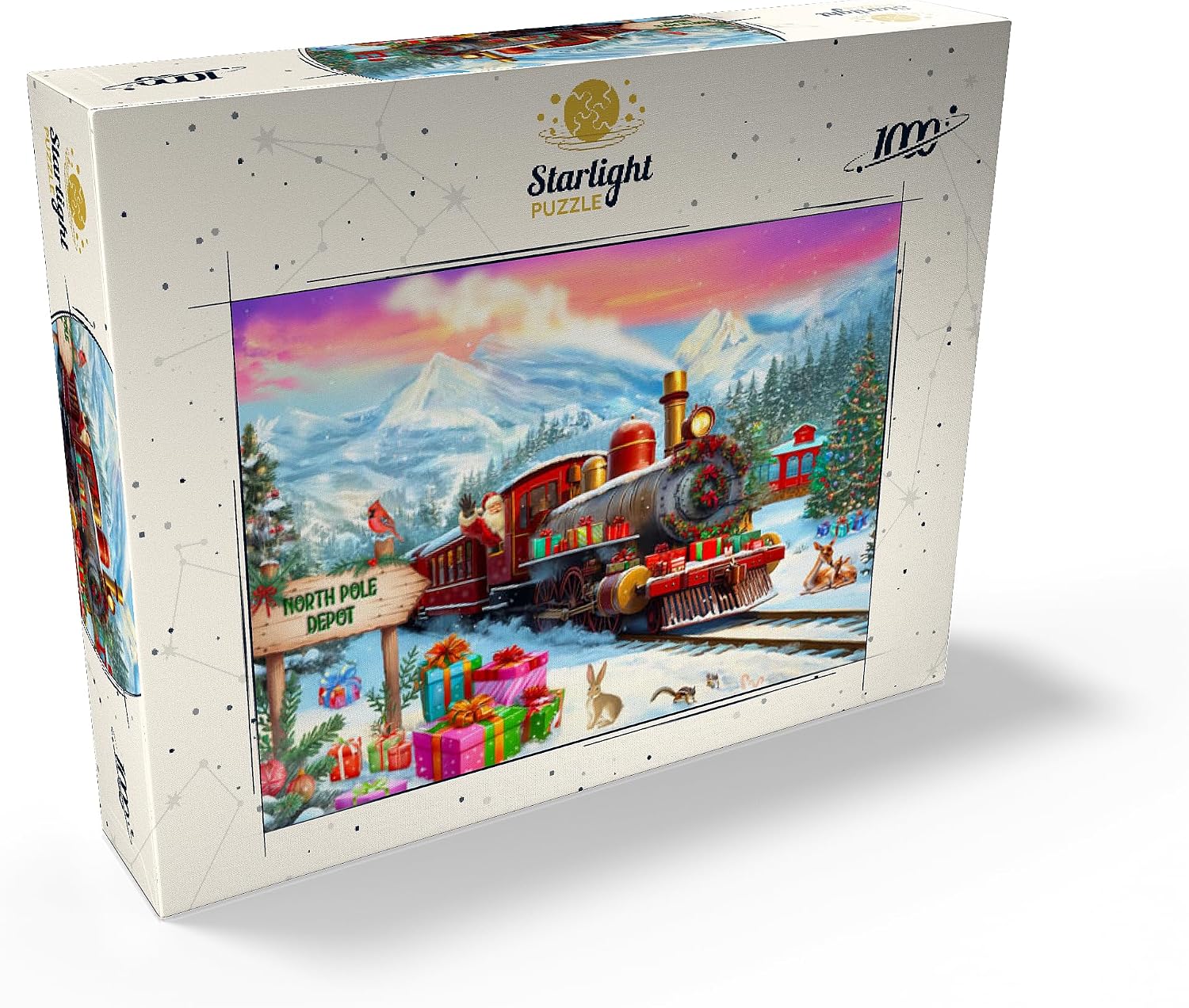 MyPuzzle Festive Santa Christmas Train At The North Pole - Premium 1000 Piece Jigsaw Puzzle for Adults