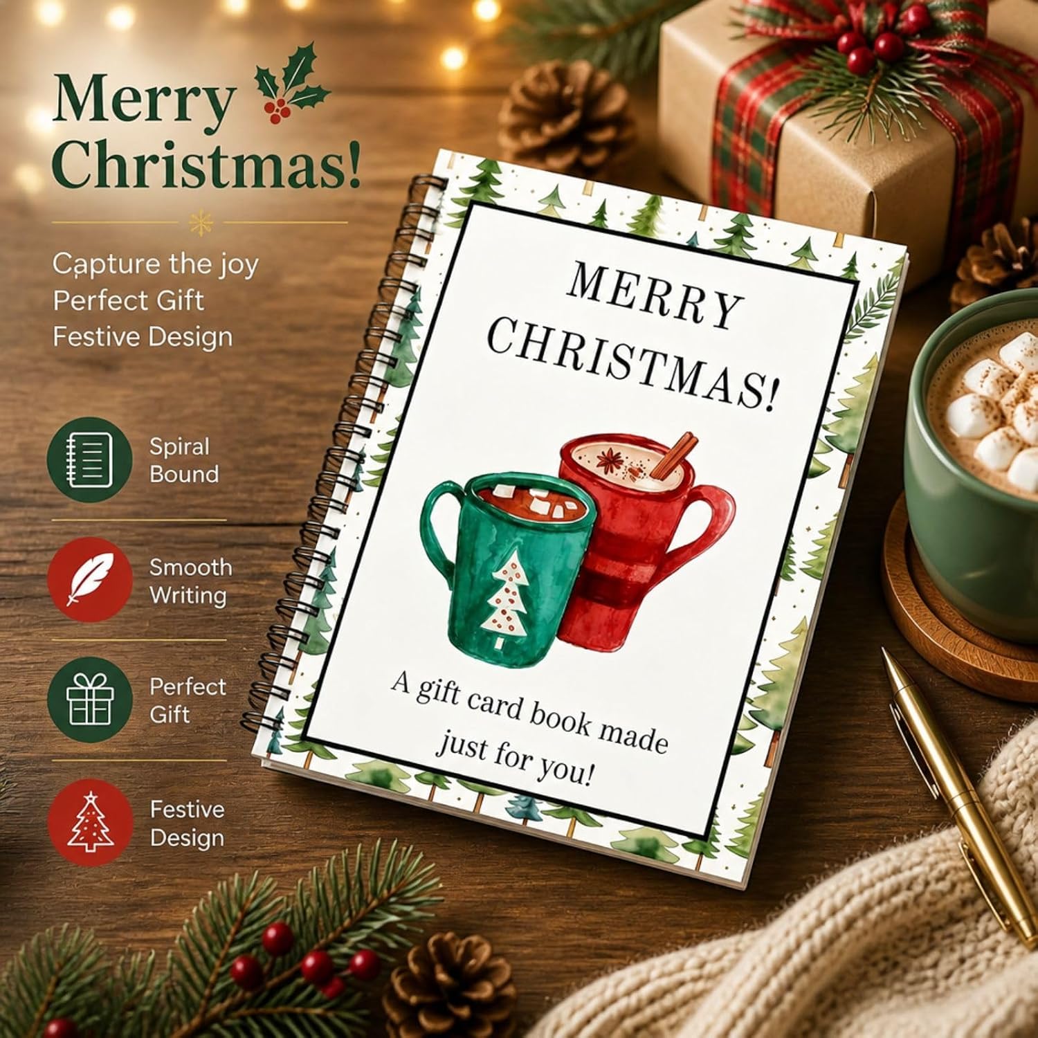 DIY Spiral Bound Christmas Gift Card Book, Christmas Gift Card Book - 5”x7“