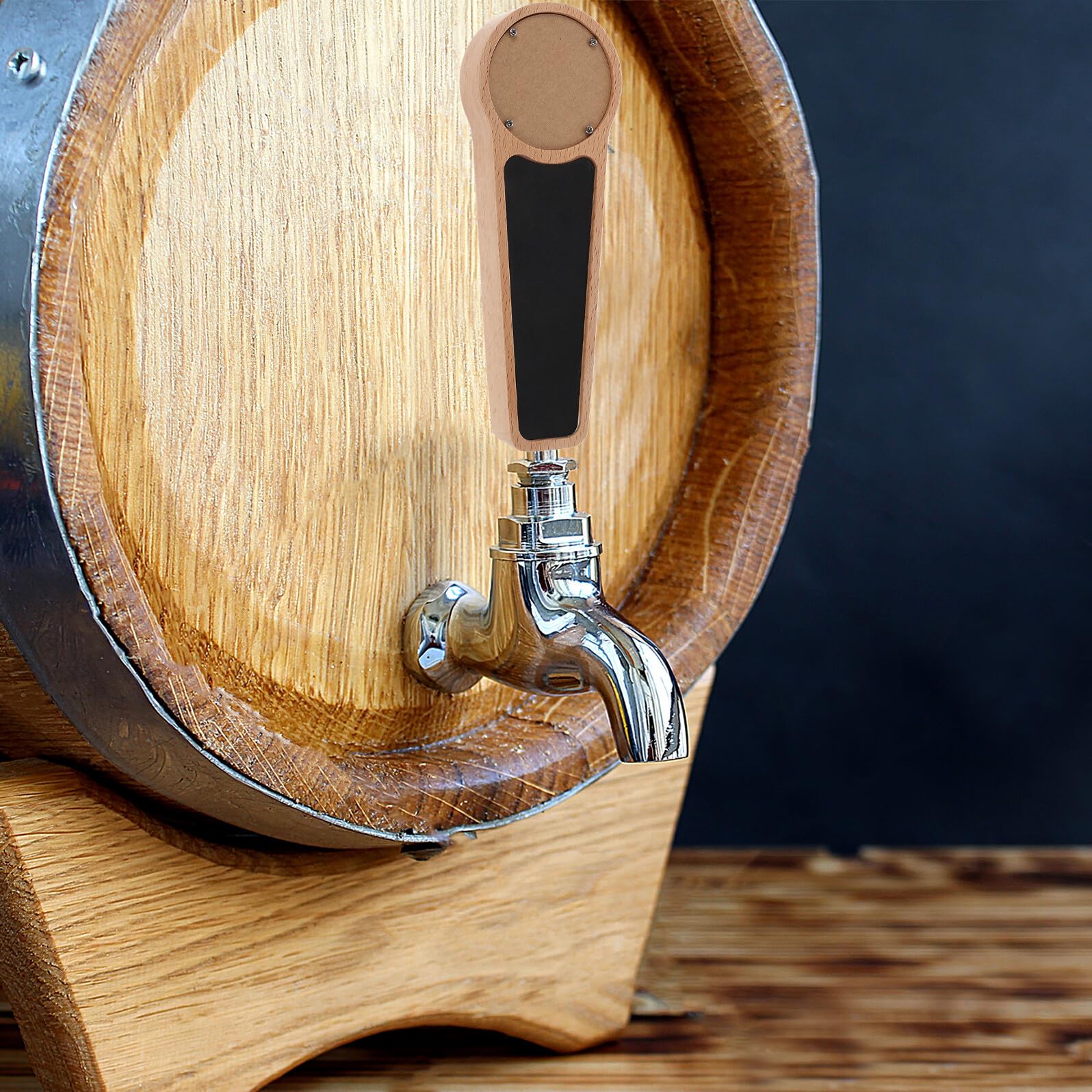 Maniglia in Legno per Rubinetto di Birra Lavagna, Impugnatura Ergonomica per Fusti da 3/8", Adatta per Birrerie, Matrimoni e Decorazioni per Bar