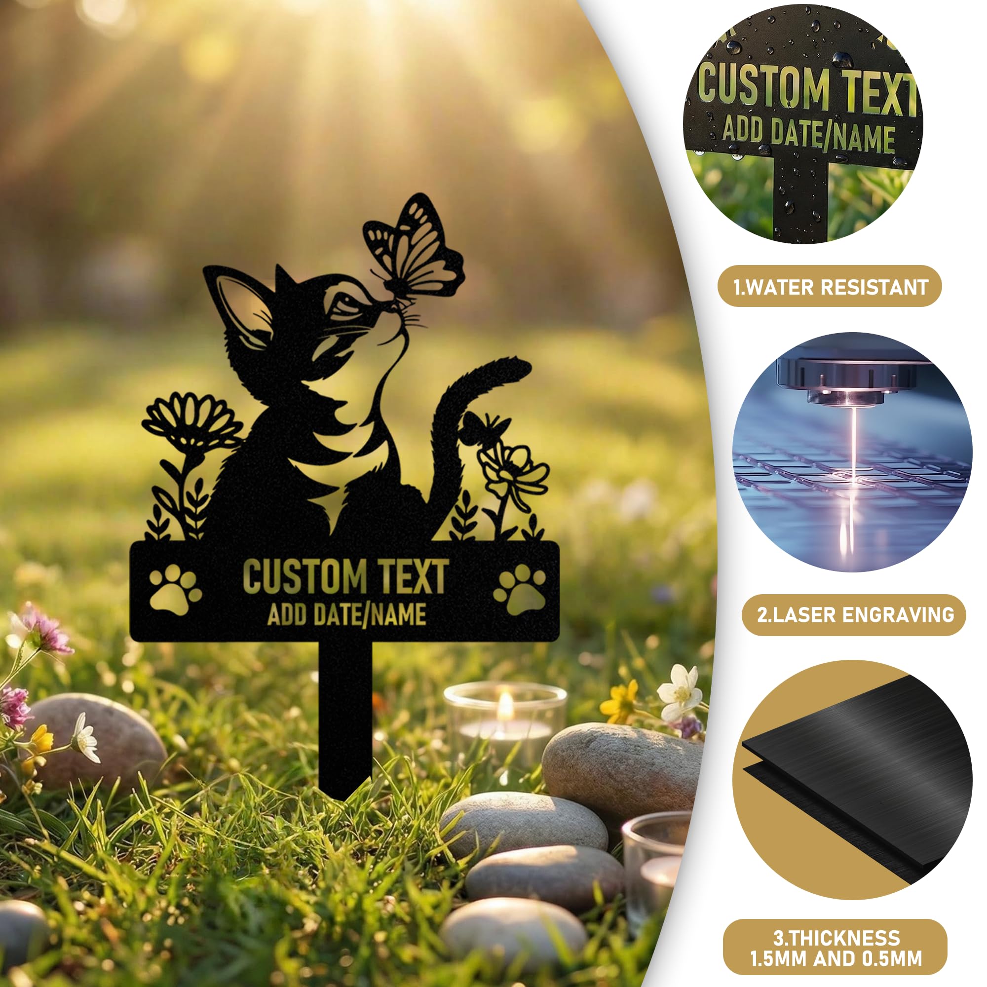 Targa Commemorativa Personalizzata in Metallo per Animali Domestici con Testo/ Nome/Data, Commemorativo per Cani Defunti, Lapide Personalizzata per Cane Gatto, Giardino DecorazioneTombale Animali