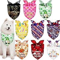 Weewooday 9-Pack Holiday Dog Bandanas - St. Patrick's Day, Easter, Birthday, Halloween & More - Adjustable Washable Scarves for Large Dogs