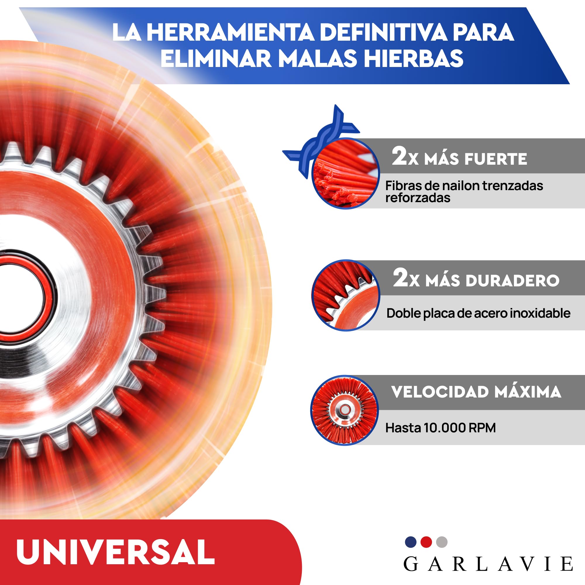 Cepillo de nailon para desbrozadora: cepillo suave para desbrozadora, suave para eliminar el musgo y las malas hierbas en superficies delicadas