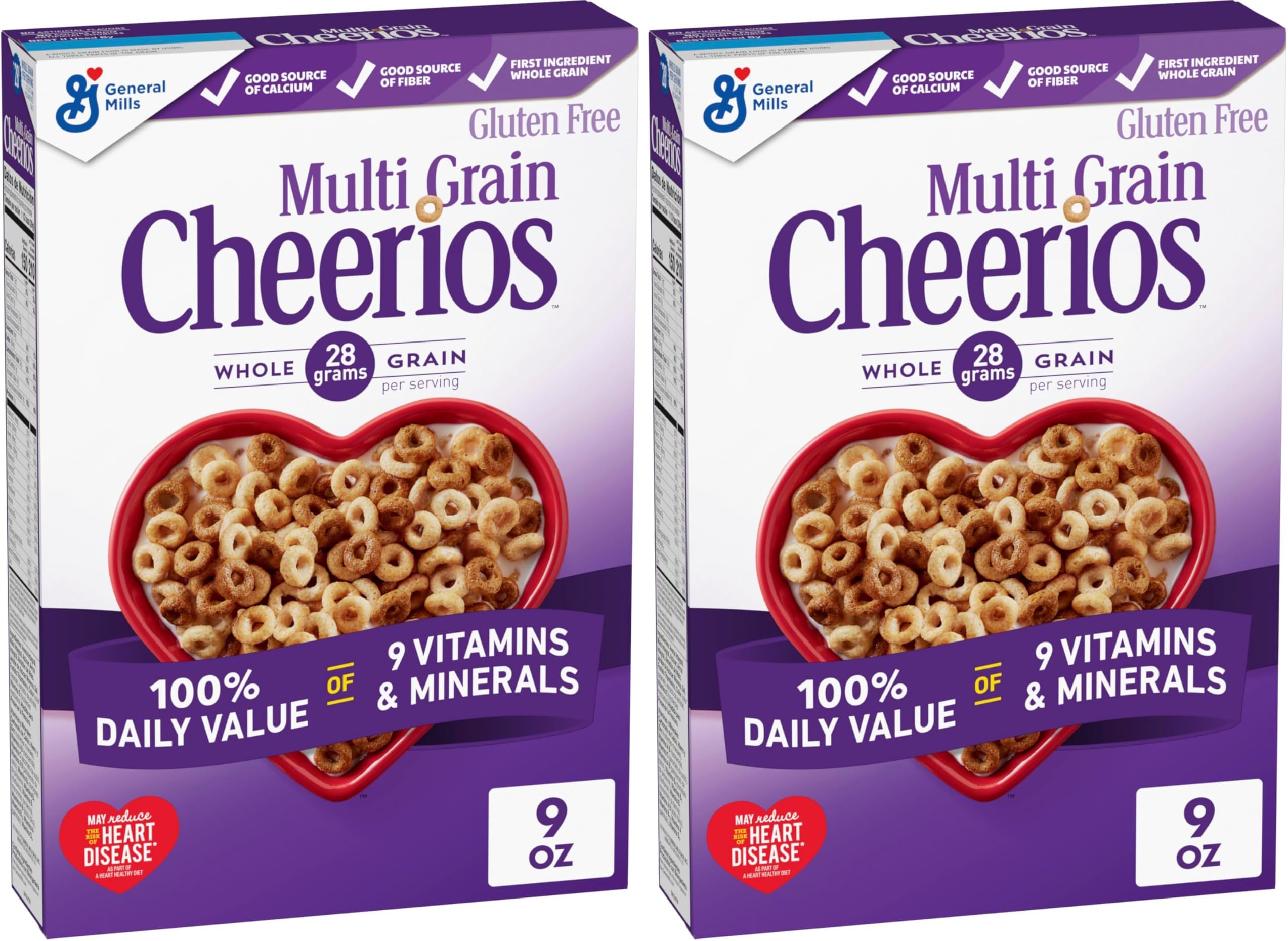 Multi Grain Cheerios Heart Healthy Cereal, 9 OZ Cereal Box (Pack of 2)