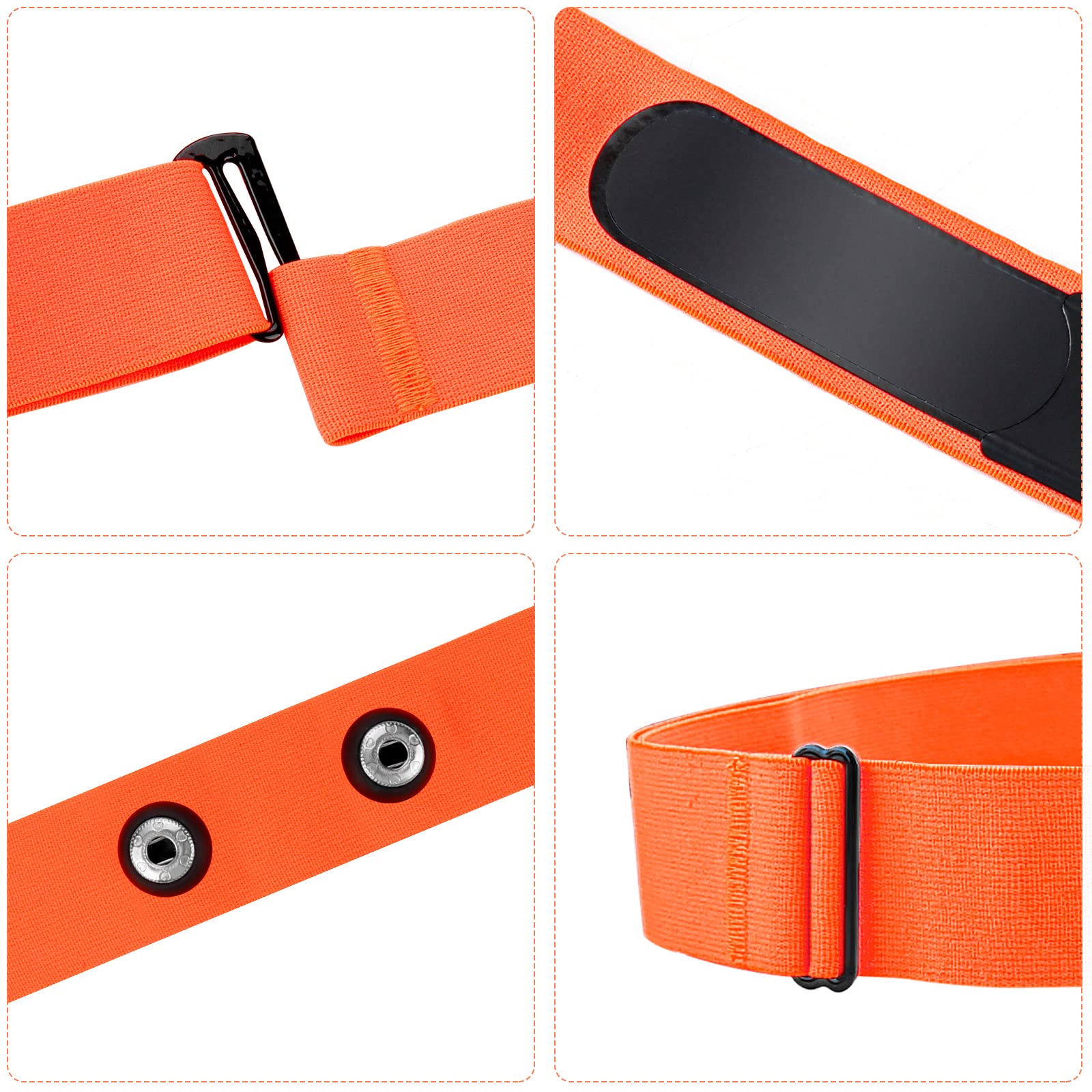 Ceinture Cardio Ceinture de Remplacement Elastique Sangle de Poitrine pour Garmin, Wahoo Sport Moniteur de Fréquence Cardiaque (Orange)