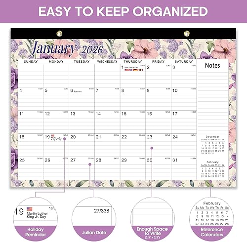 Miniatura 37 de Calendario de escritorio 2025-2026, calendario de 18 meses hasta diciembre de 2026 – Calendario mensual grande de 17 x 12 pulgadas de A-Vintage