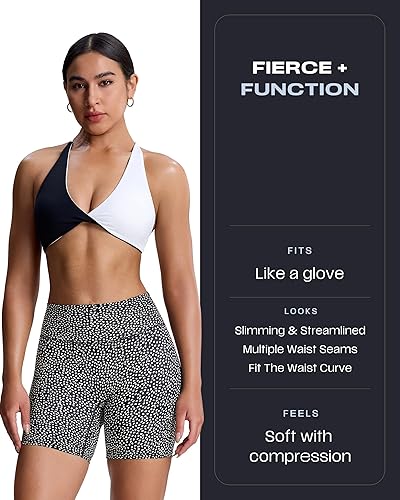 Miniatura 5 de Aoxjox Trinity Pantalones cortos de ciclismo para mujer, control de abdomen, cintura alta, para ejercicio, gimnasio, correr, yoga, de 6 pulgadas