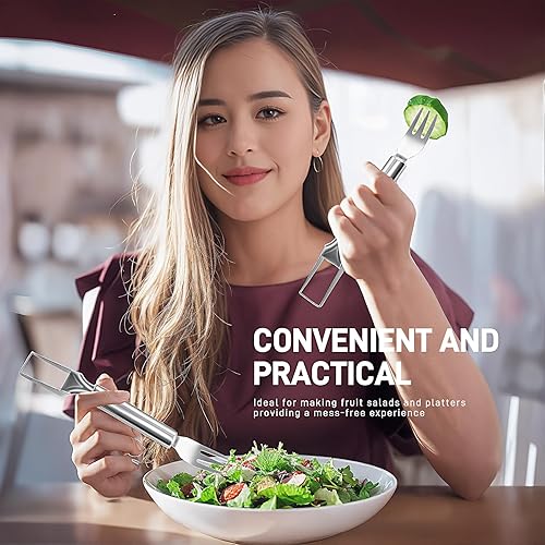 Miniatura 7 de KMOSENIA Watermelon Fork Slicer Cutter, 2-In-1 Stainless Steel Fruit Cutter Tool, Kitchen Gadgets 2024, Household Essentials, Home Finds, Watermelon