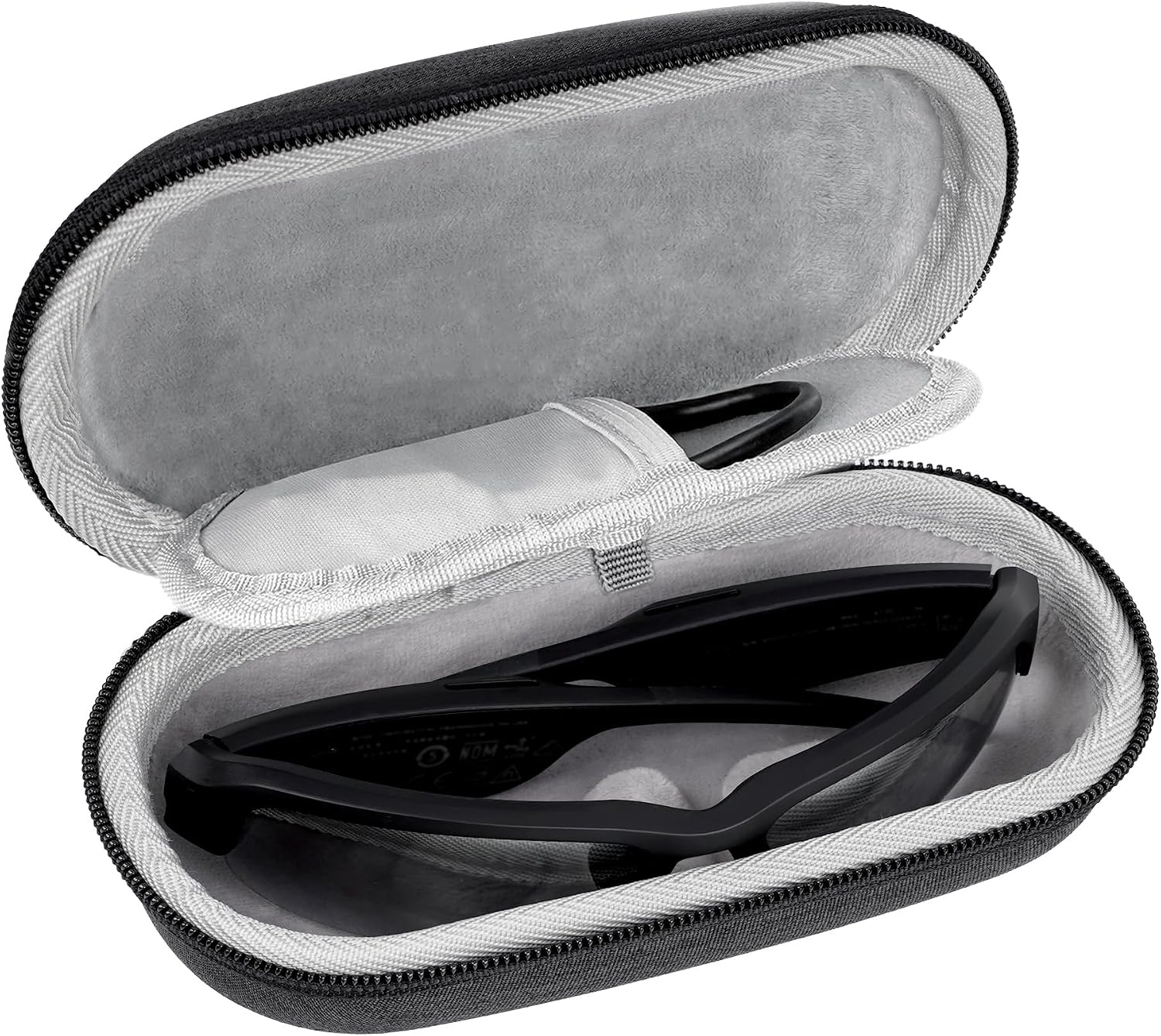 GEEKRIA Shield Carrying Case Compatible with Meta Ray-Ban Wayfarer, Headliner Bose Frames Audio Sunglasses, Hard Shell Non-Charging Travel Box, Protective Storage with Cable Pocket (Black)