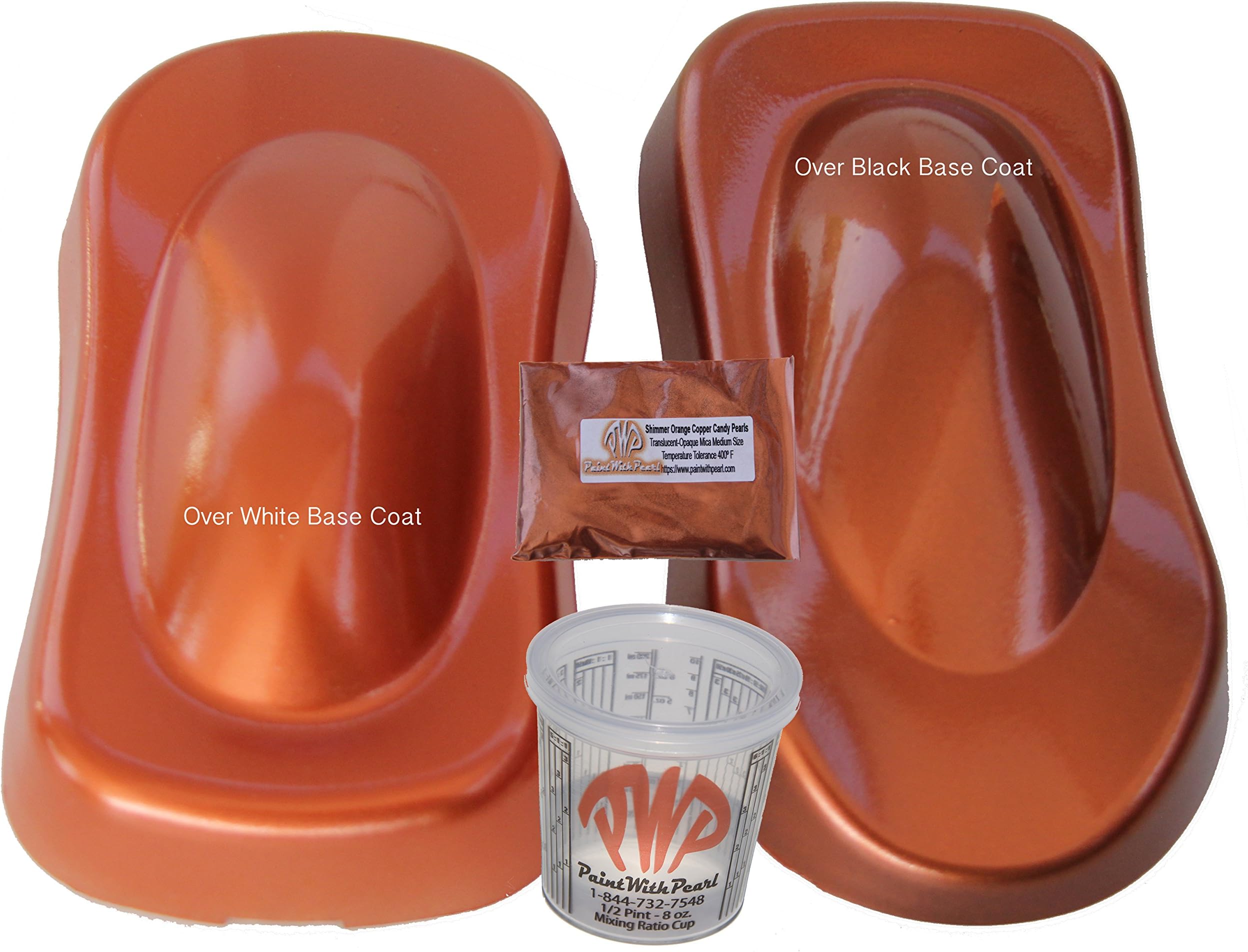 25g Shimmer Orange Copper Candy Paint Powder, Metallic Burnt Orange Paint Pigment Iron Oxide Cosmetics and Paint Powder with 8 oz. Mixing Cup.