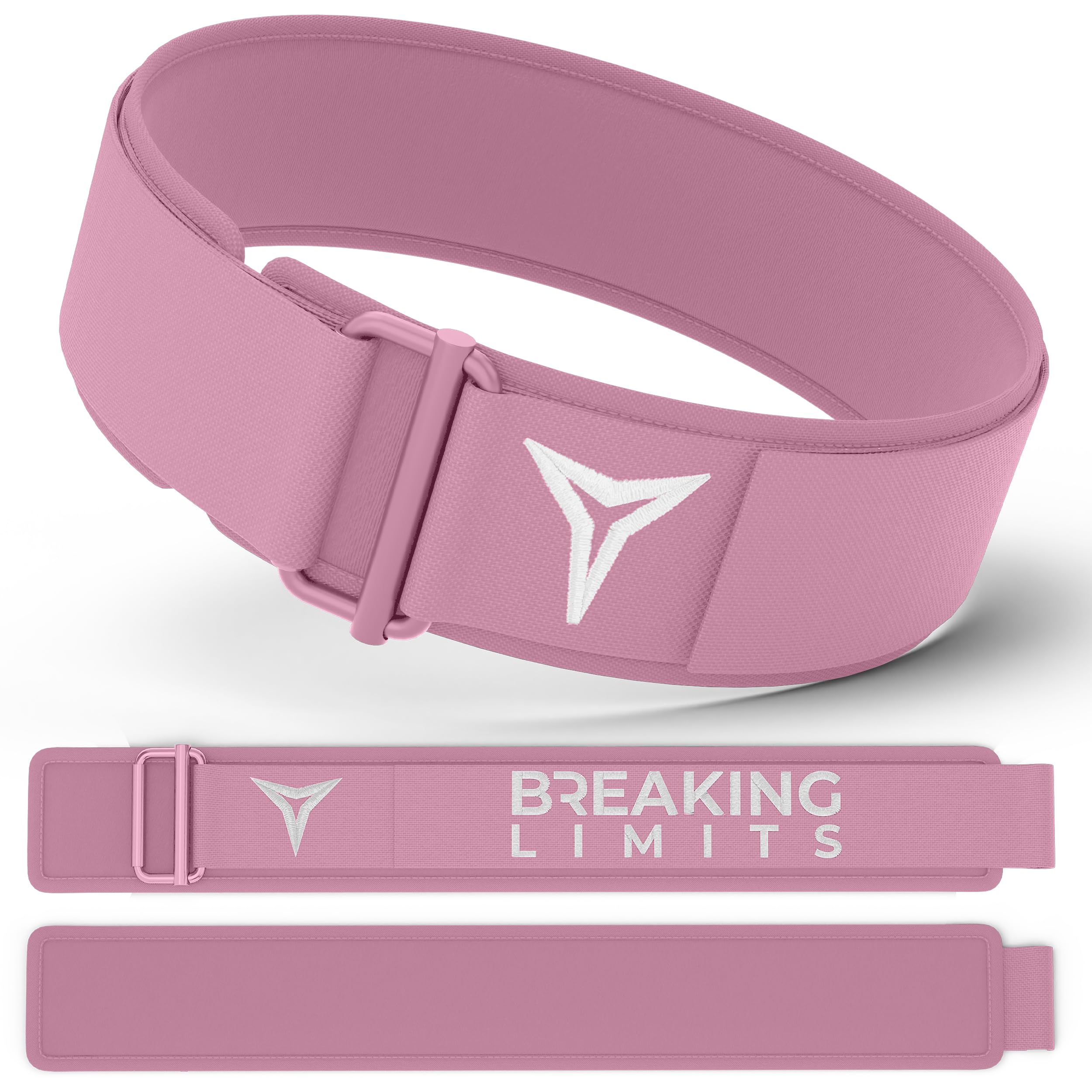 Breaking Limits Cinto rosa para levantamento de peso feminino - Cinto de agachamento para