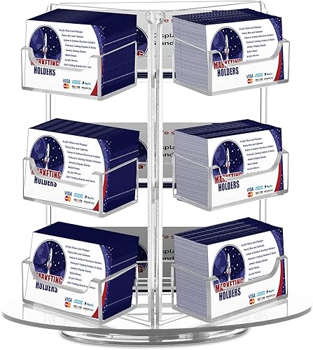 Marketing Holders Soporte giratorio para tarjetas de visita de acrílico con capacidad para tarjetas de citas de 3.5 x 2 pulgadas para estudios,