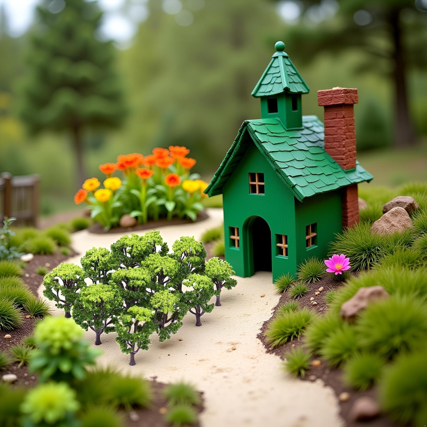 12pcs 1:50 Scale Train Scenery Landscape Model Trees, Green Miniature Trees for Diorama, Woodland Scenics, Fairy Gardens, Dollhouse, and Home Decor, 3.93 Inches Tall - Image 3