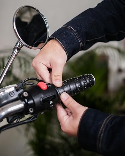 Vista 78 de Motorcycle Handlebar Leather Throttle Grips Wrap Covers With 3M Tape Universal for all Bike Handles Accessories By Trip Machine Company Cherry Red