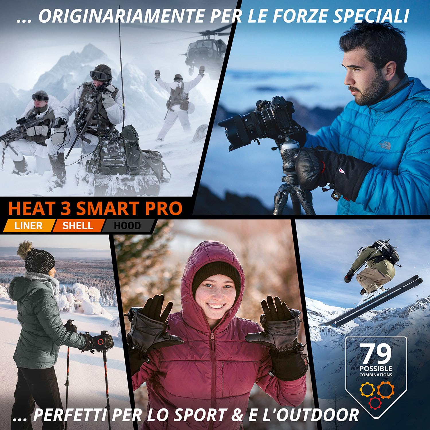 THE HEAT COMPANY - Heat 3 SMART PRO - L'innovazione dei guanti - Guanti da dito e muffola - Manipola la tua attrezzatura e rimanere al caldo - No.1 Guanti per la fotografia, Outdoor, Sci
