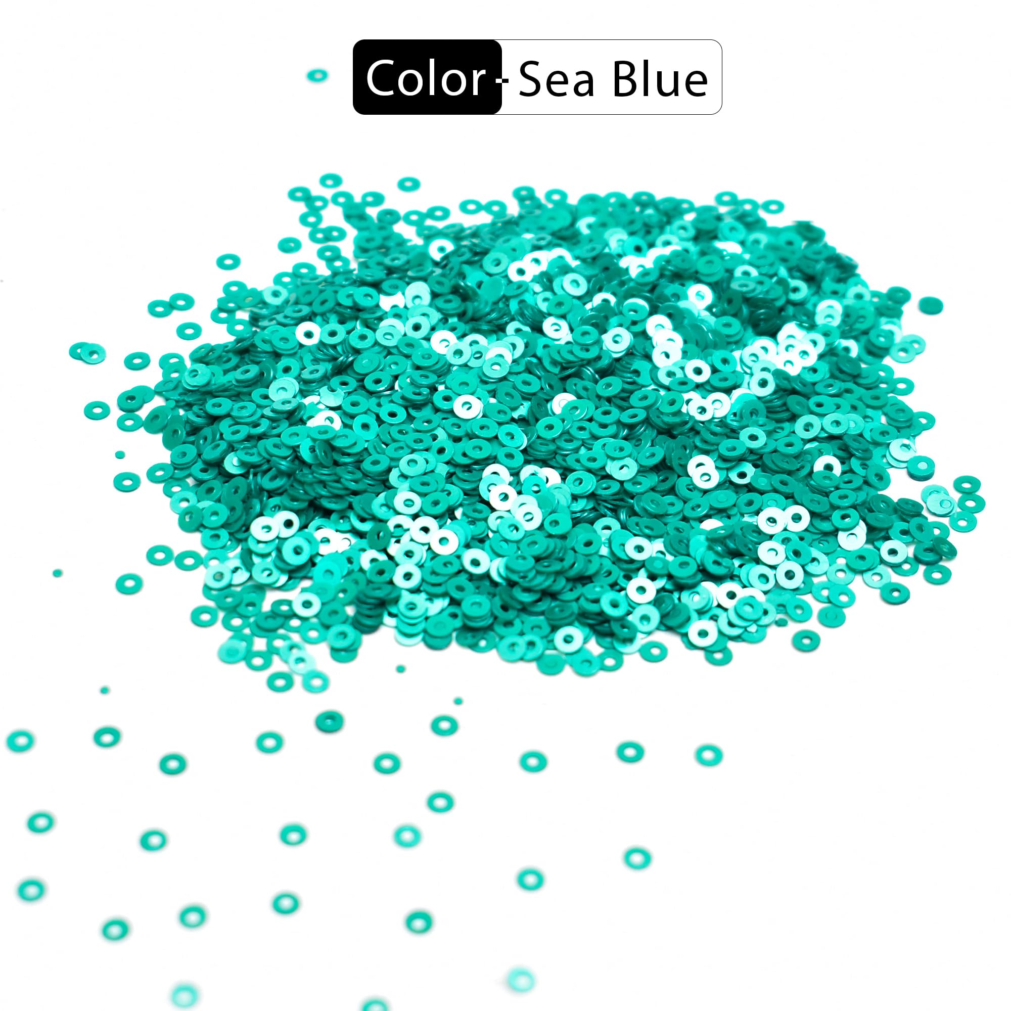 Embroiderymaterial 2.5MM Sequins Sitara for Craft, Embroidery, and Jewellery Making (Sea Blue, 50 Gram) 2
