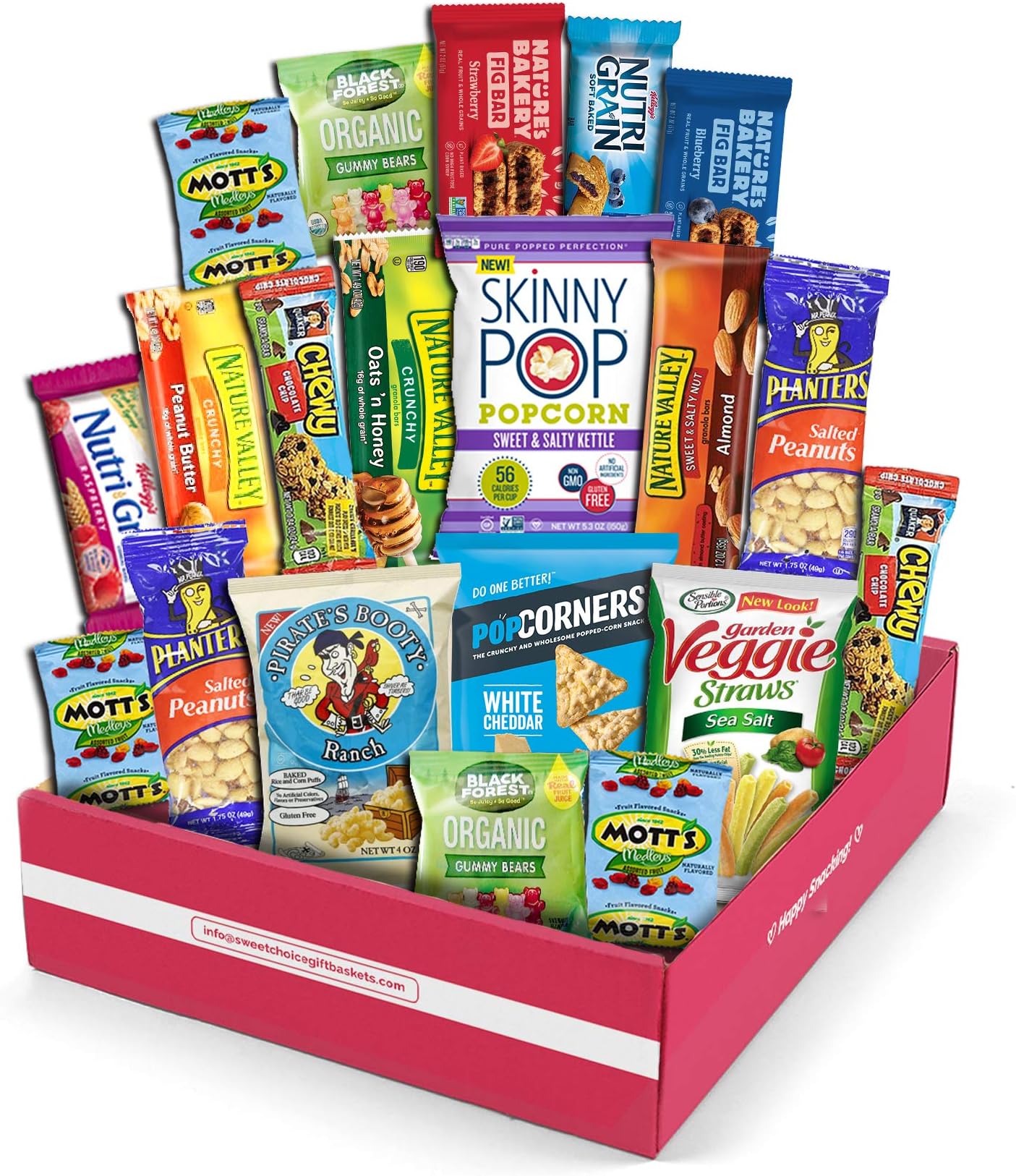 Healthy Snack Box Variety Pack, (20 Count) Candy Gift Basket - College Student Care Package, Thanksgiving, Xmas Food Arrangement Chips, Cookies, Bars - Birthday Treats for Adults,