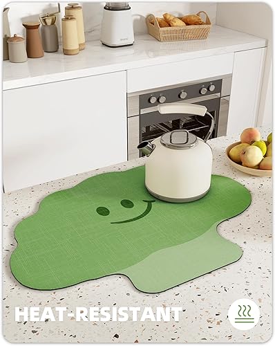 Miniatura 4 de Color&Geometry Lindos tapetes de secado de platos para encimera de cocina, tapete de drenaje súper absorbente, resistente al calor, fácil de