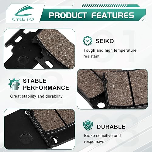 Miniatura 3 de Cyleto Pastillas de freno delanteras y traseras para YAMAHA YFM400 Kodiak 400 2000 2001 2002 2005 2006  YFM 400 Grizzly 2007 2008