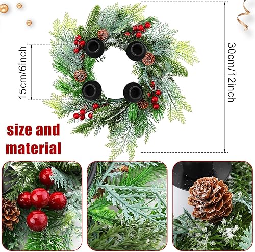 Vista 4 de Unittype 5 piezas de corona de Adviento de Navidad con portavelas, decoración de corona, velas de Adviento de Navidad para el hogar, chimenea