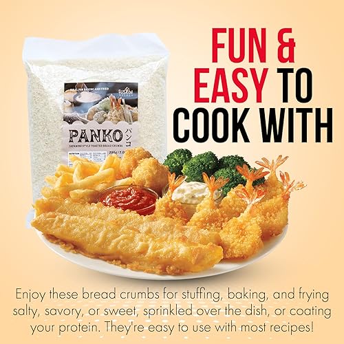 Miniatura 7 de Fusion Select Migas de pan Panko de 7 onzas  Pan rallado vegano tostado estilo japonés para empanar, freír, hornear, para pollo frito y cerdo, pasta