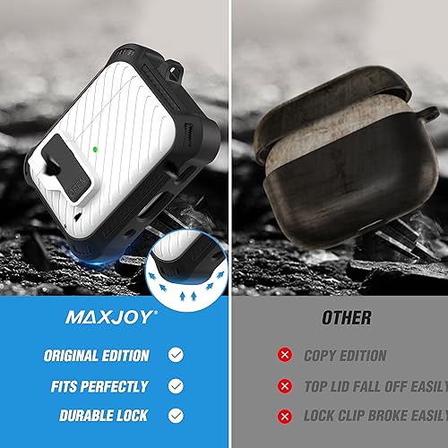 Miniatura 3 de Maxjoy Funda para AirPods Pro de 2 generación, funda protectora para AirPods Pro 2Pro con cubierta de bloqueo seguro automático con llavero
