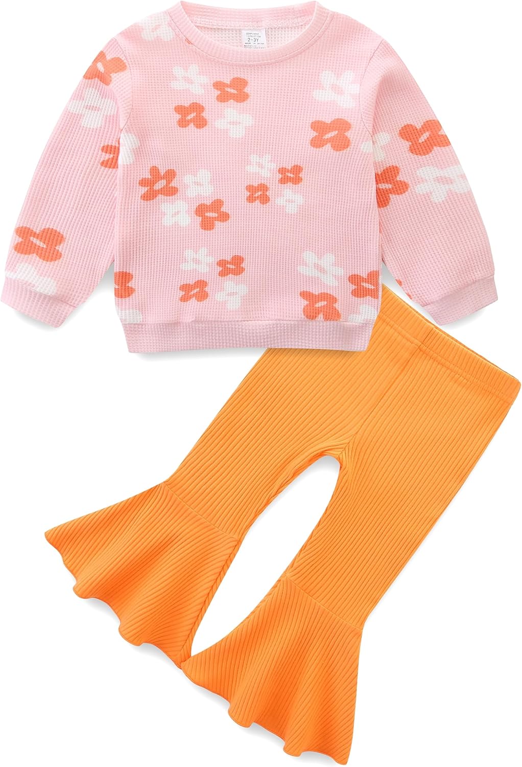 Toddler Girl Fall Winter Outfits Ruffle Sweatshirt and Flare Pants Clothes Set Baby Girls Long Sleeve Sweatsuits