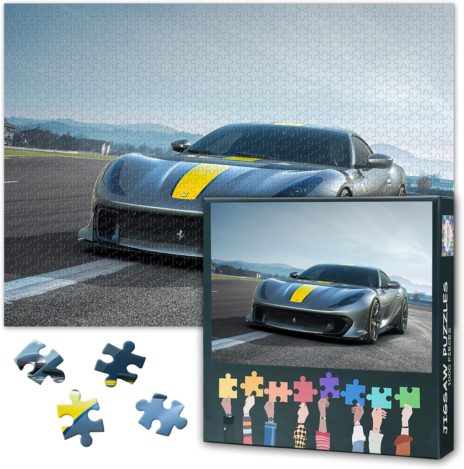 Puzzles for Adults 1000 Pieces Racing Car, Jigsaw Puzzles 1000 Pieces Sportscar, Super Car Challenging Puzzle Games for Women Home Decoration Gift Size 19.7x27.5 inches