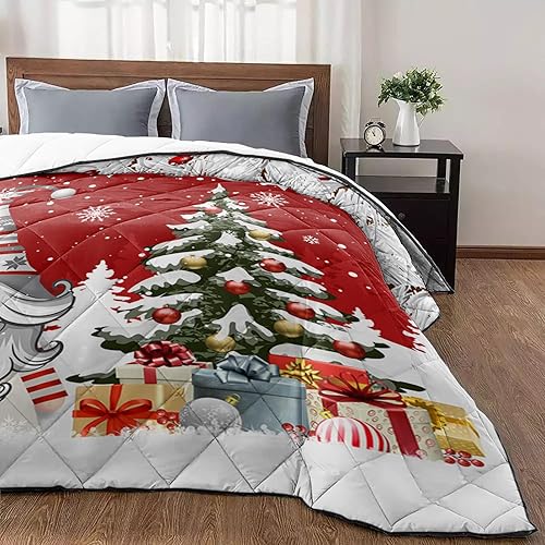 Miniatura 9 de T&H XHome Quilt Full Size Luxury Quilted Comforter Bedspread-Thin Soft Cozy, Navy Blue Christmas Balls Winter Snowflake Reversible Stitched