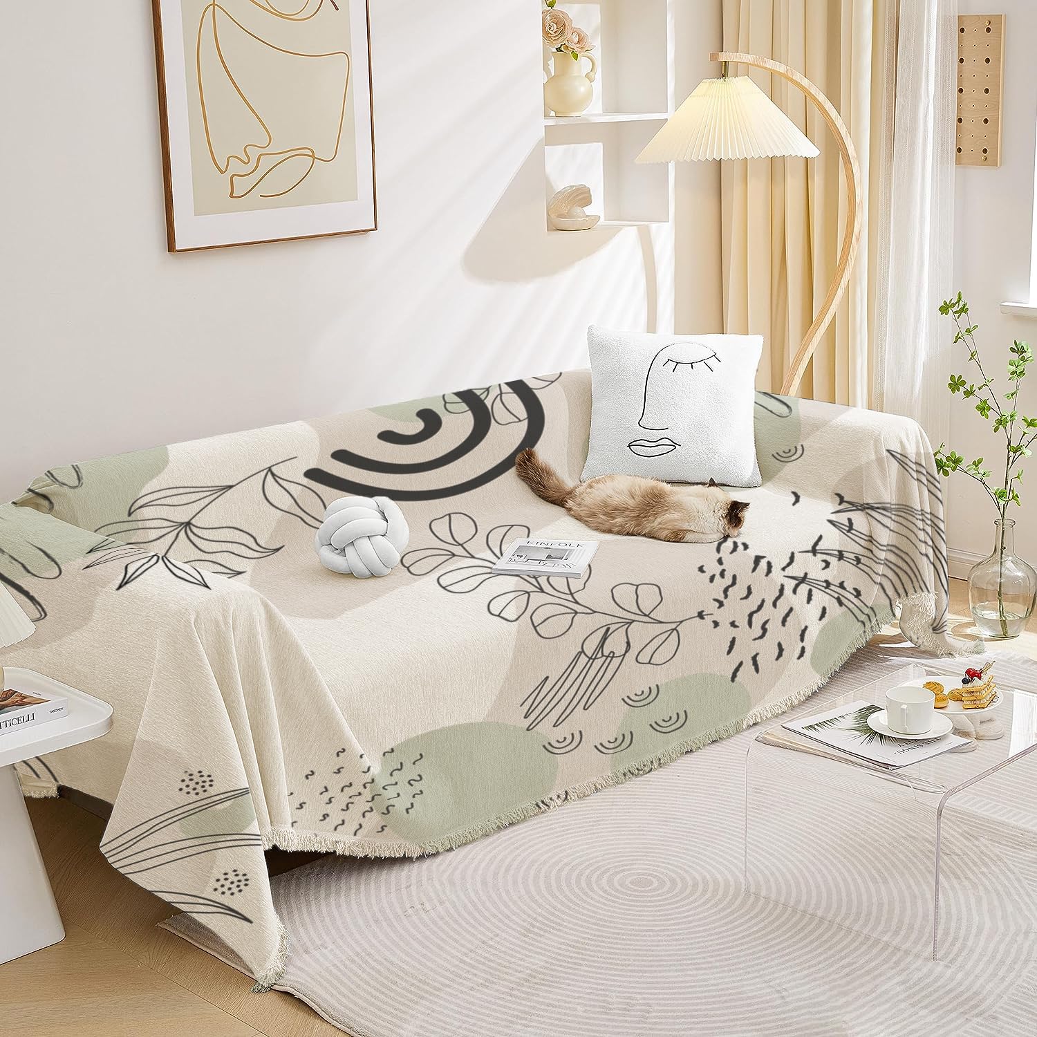 Lukzer Chenille Sofa Throw Blanket - Super Soft & Cozy -1