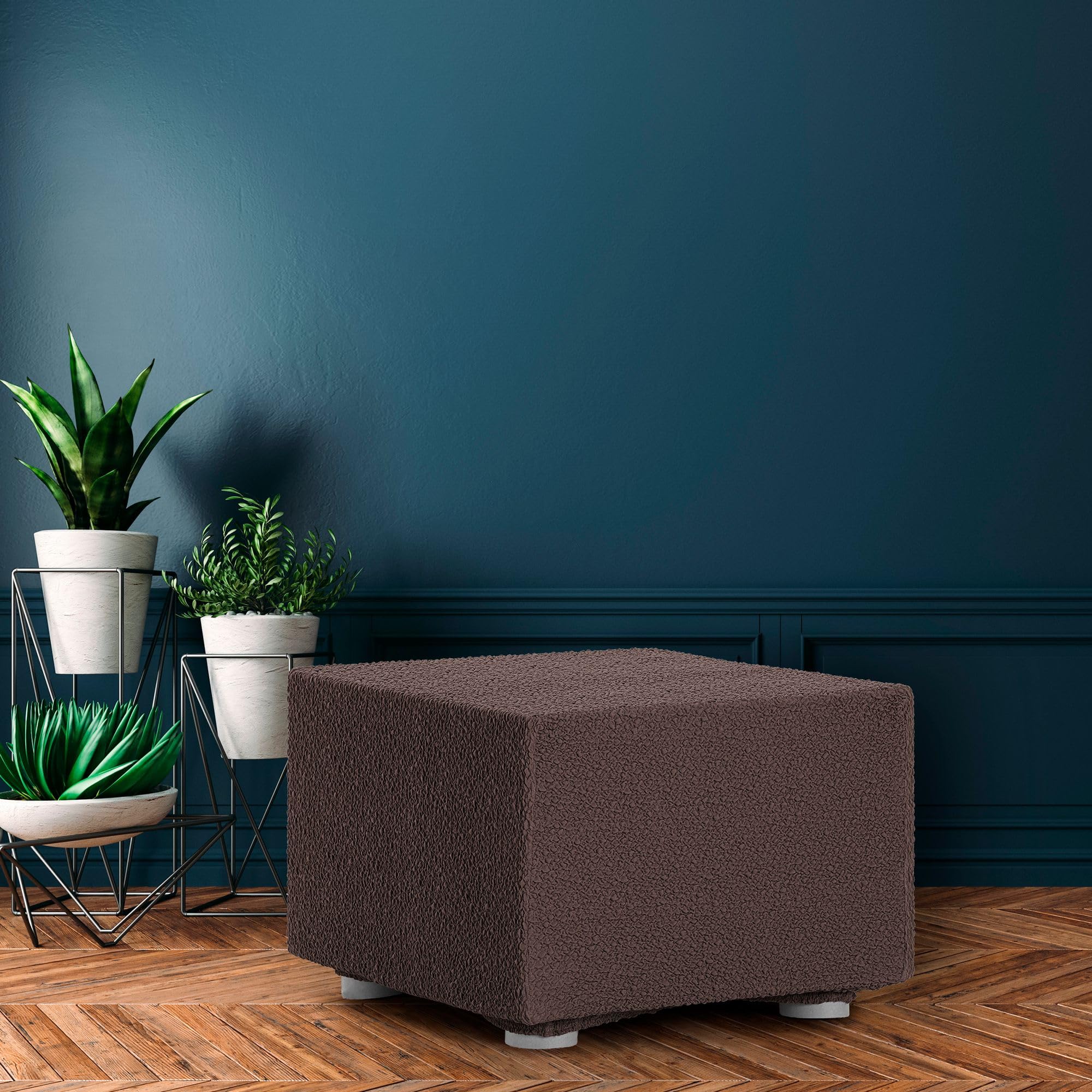 ECOMMERC3 | Pouf 60 x 60 in tessuto super elastico jacquard - Fodera Pouf marrone adattabile e traspirante, protezione quotidiana e rinnovamento economico