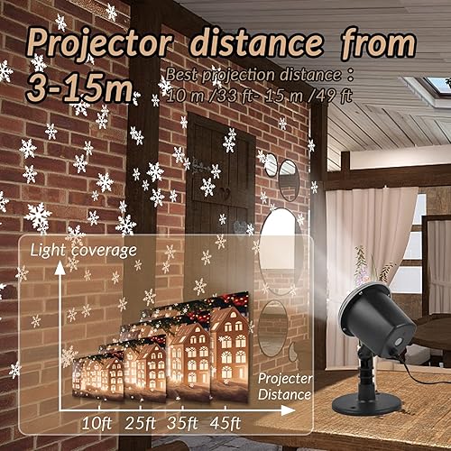 Miniatura 3 de Luces de proyector de Navidad para exteriores, resistentes a la intemperie, luces de proyector de copos de nieve para exteriores e interiores, rango