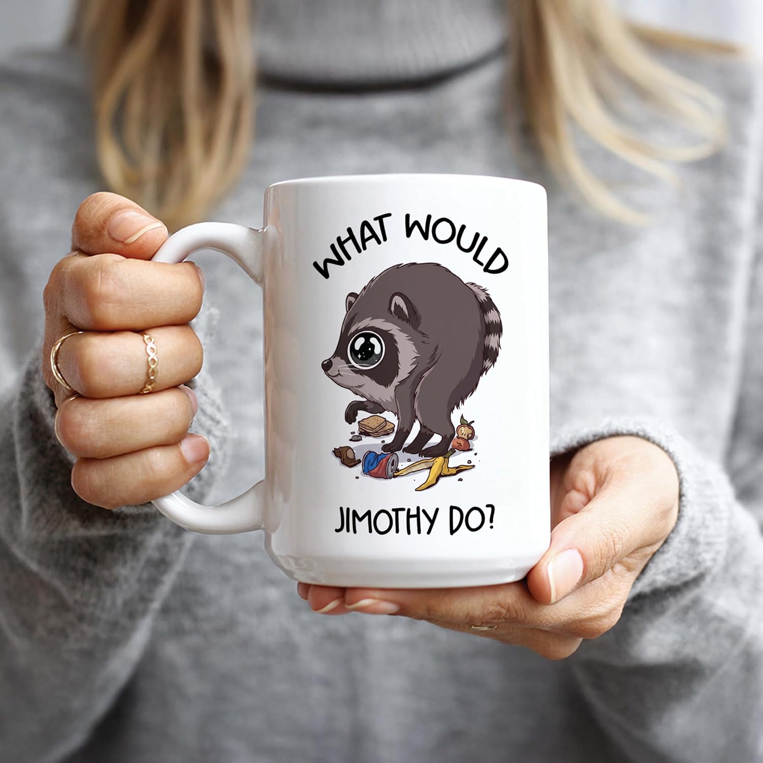 Hogg What Would Jimothy Do Raccoon Mug, Jimothy, Viral Meme Mugs, Funny Raccoon Gift, Novelty Coffee Cup for Women, 15oz Ceramic Gift for Women, Funny Animal Lover Present image 5
