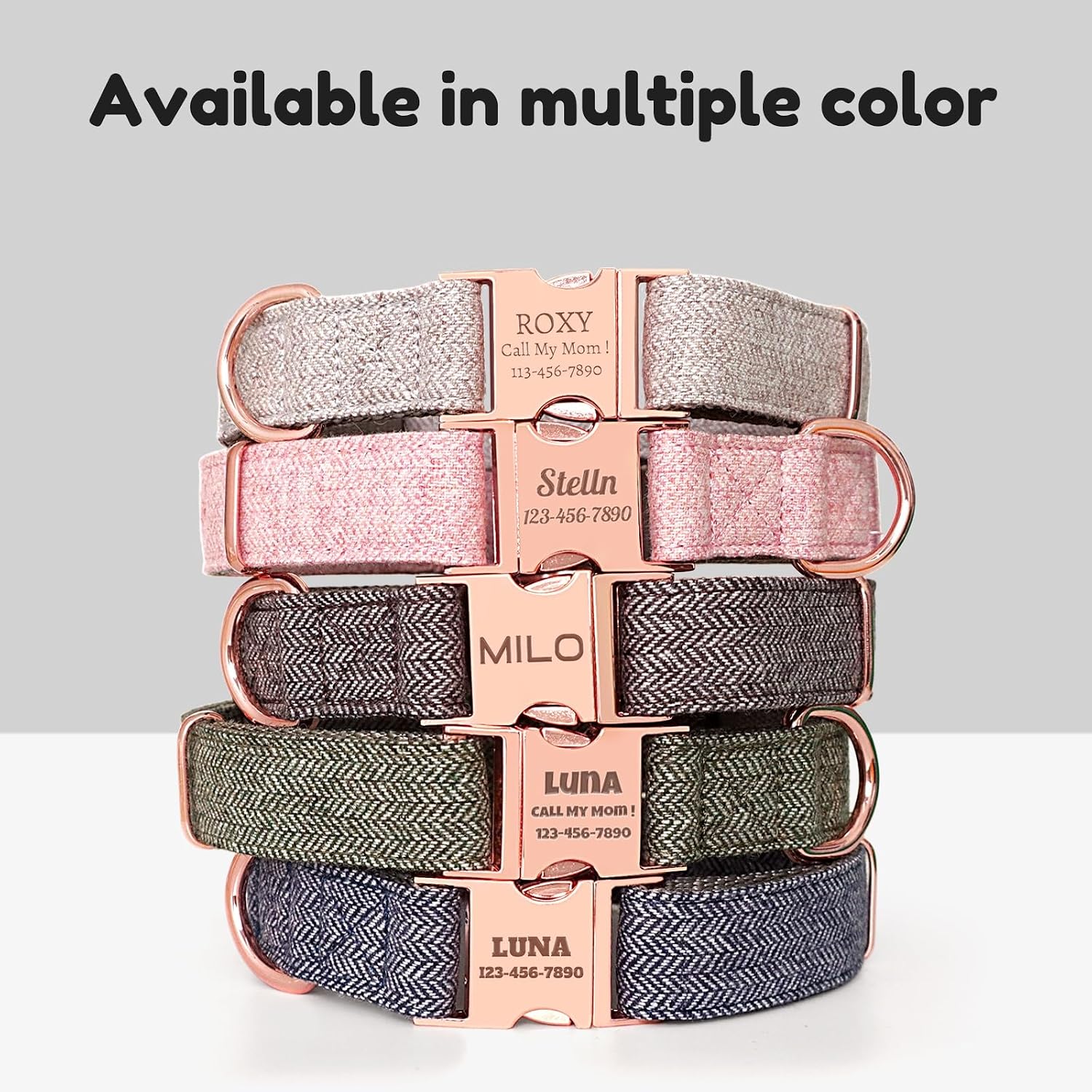 Personalized Dog Collar with Name - Nylon Inner Layer with Polyester Outer Cover, Custom Engraved Name, Adjustable Engraved Collar for Small Medium Large Dogs (Blue, L (15-23.5 inches))