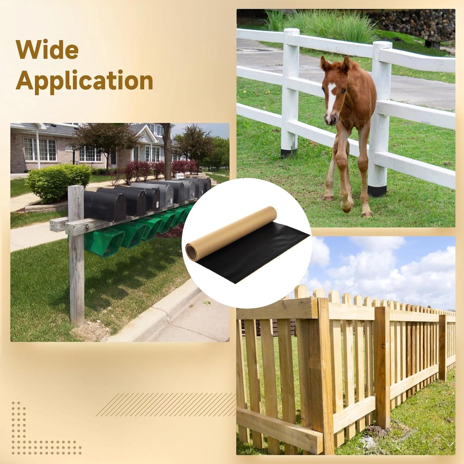 3-5 Inch Post Protector Wrap, PVC Material, Waterproof, Corrosion-Resistant, Scissors Included for Easy Cutting