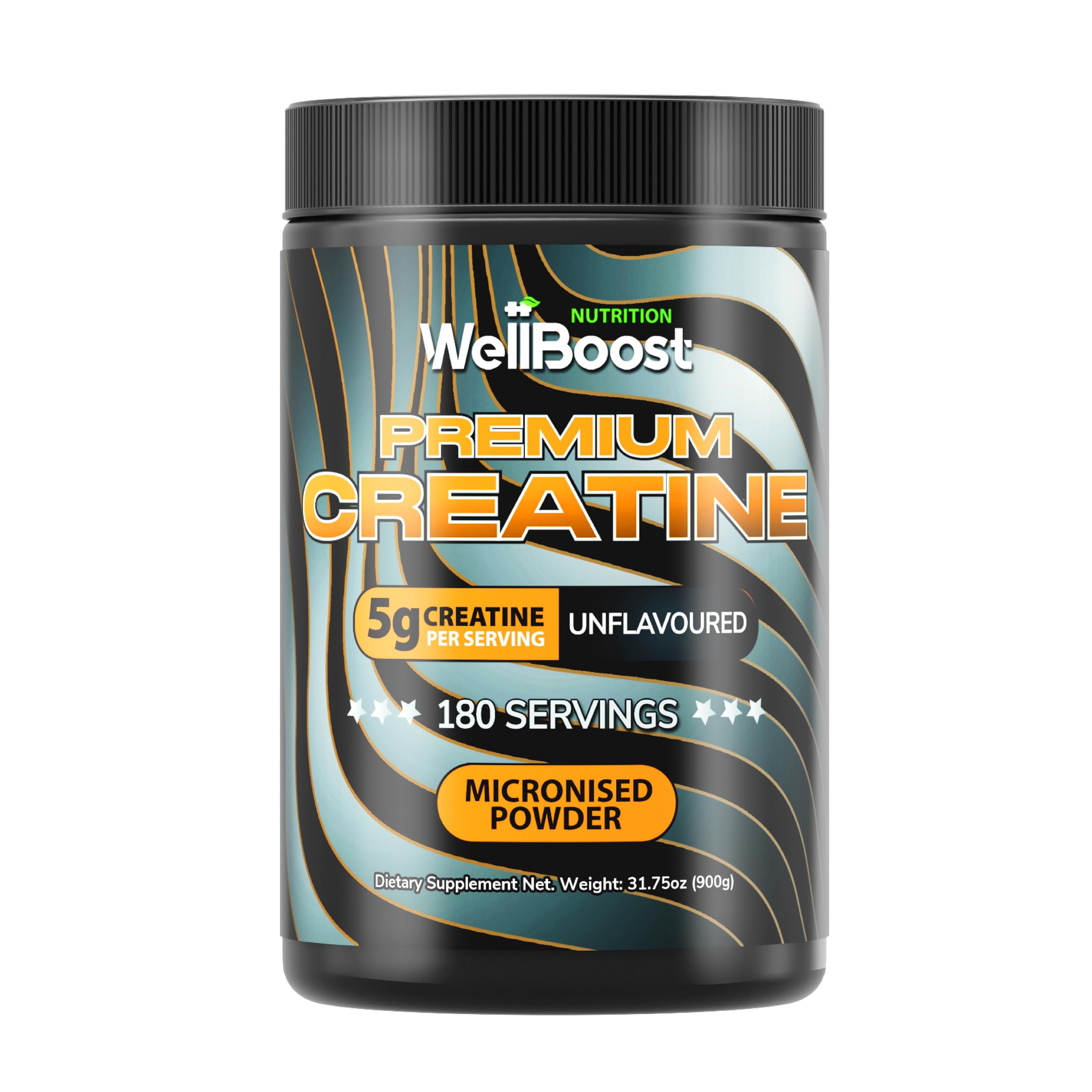 WellBoost Nutrition Micronised Creatine Powder, 300g 100% Pure Creatine Monohydrate Powder for Performance and Muscle Power, Unflavoured Shake (60 Servings)