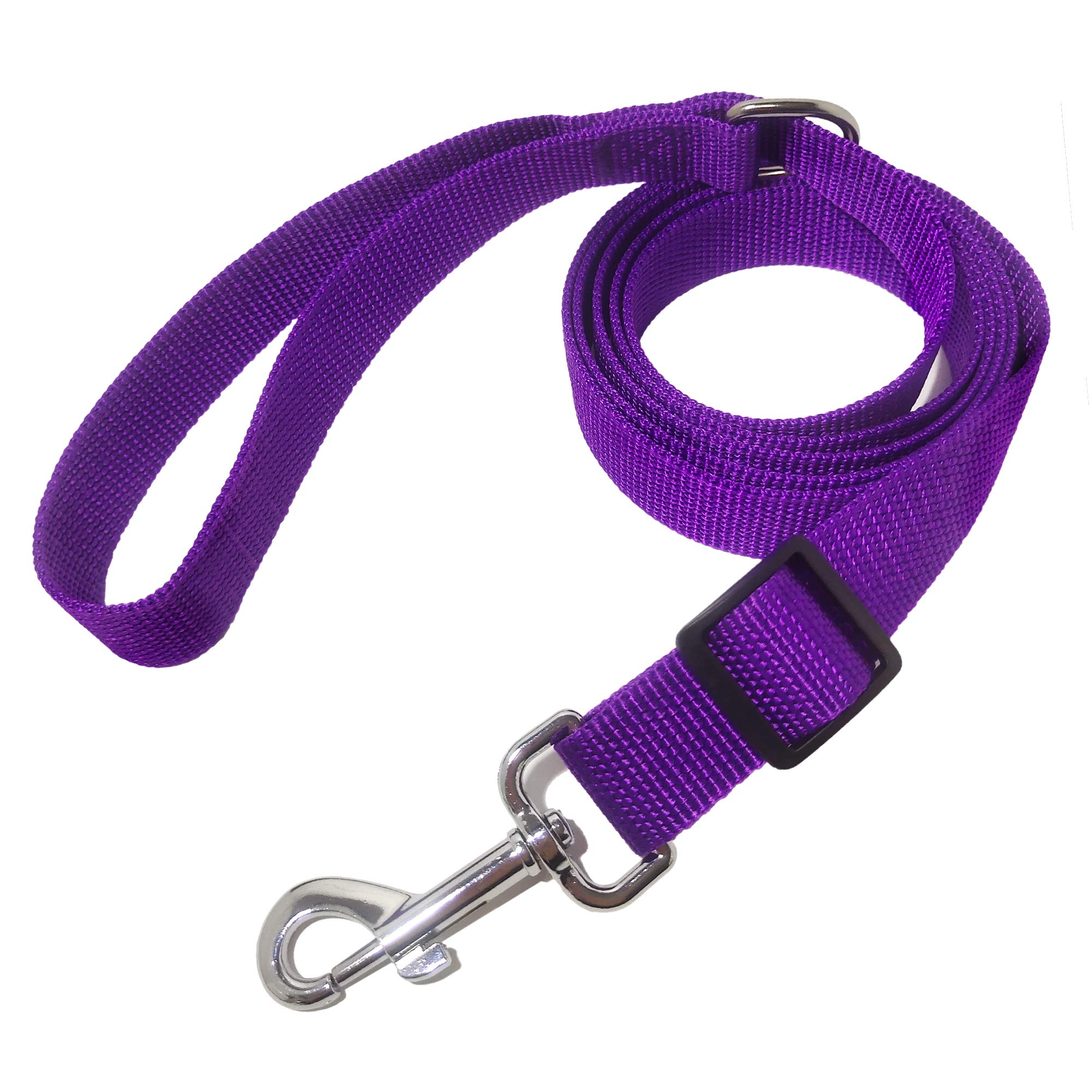 TAIAN Correa de nailon ajustable para perro, correas de perro de 4 pies, 5 pies y 6 pies de largo para perros medianos y grandes (morado)